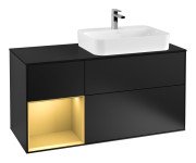 Тумба під раковину Villeroy & Boch Finion 120х50,1 см із підсвічуванням МДФ чорний матовий лак/скло чорне матове F392HFPD