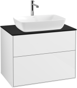 Тумба под раковину Villeroy & Boch Finion 80х50,1 см МДФ глянцевый белый лак/стекло черное матовое F75200GF