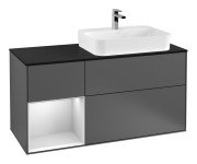 Тумба під раковину Villeroy & Boch Finion 120х50,1 см з підсвічуванням антрацит матовий лак/скло чорне матове F392MTGK