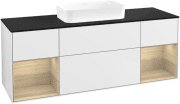 Тумба під раковину Villeroy & Boch Finion 160х50,1 см з підсвічуванням МДФ білий глянцевий лак/скло чорне матове G742PCGF