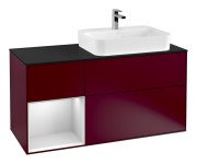 Тумба под раковину Villeroy & Boch Finion 120х50,1 см с подсветкой МДФ пион матовый лак/стекло черное матовое F392MTHB