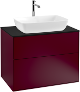 Тумба под раковину Villeroy & Boch Finion 80х50,1 см МДФ пион матовый лак/стекло черное матовое F75200HB