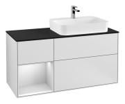 Тумба под раковину Villeroy & Boch Finion 120х50,1 см с подсветкой МДФ белый матовый лак/стекло черное матовое F392MTMT
