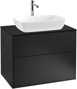 Тумба под раковину Villeroy & Boch Finion 80х50,1 см МДФ черный матовый лак/стекло черное матовое F75200PD