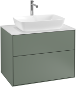 Тумба під раковину Villeroy & Boch Finion 80х50,1 см МДФ оливковий матовий лак/скло біле матове F75100GM