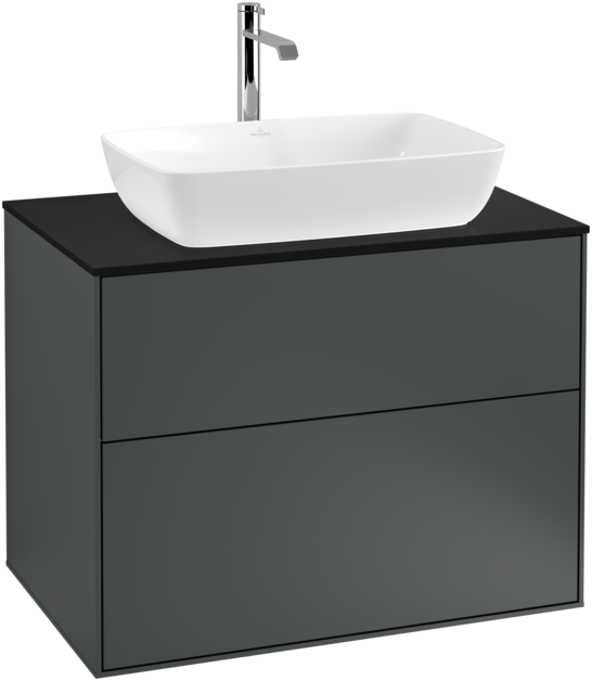 Тумба під раковину Villeroy & Boch Finion 80х50,1 см МДФ темно-синій матовий лак/скло чорне матове F75200HG