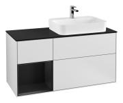 Тумба под раковину Villeroy & Boch Finion 120х50,1 см с подсветкой МДФ белый матовый лак/стекло черное матовое F392PDMT