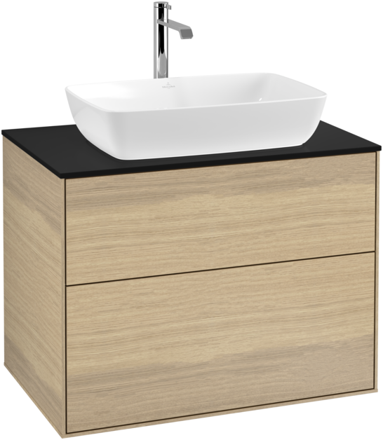 Тумба под раковину Villeroy & Boch Finion 80х50,1 см МДФ шпон дуба/стекло черное матовое F75200PC