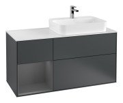 Тумба под раковину Villeroy & Boch Finion 120х50,1 см с подсветкой МДФ темно-синий матовый лак/стекло белое матовое F391GKHG