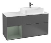 Тумба під раковину Villeroy & Boch Finion 120х50,1 см з підсвічуванням антрацит матовий лак/скло біле матове F391GMGK