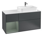 Тумба под раковину Villeroy & Boch Finion 120х50,1 см с подсветкой МДФ темно-синий матовый лак/стекло белое матовое F391GMHG