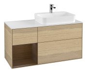 Тумба під раковину Villeroy & Boch Finion 120х50,1 см із підсвічуванням МДФ шпон дуба/скло біле матове F391GNPC