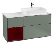 Тумба под раковину Villeroy & Boch Finion 120х50,1 см с подсветкой МДФ оливковый матовый лак/стекло белое матовое F391HBGM