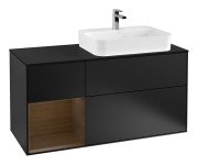 Тумба под раковину Villeroy & Boch Finion 120х50,1 см с подсветкой МДФ черный матовый лак/стекло черное матовое F392GNPD