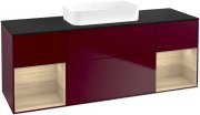 Тумба під раковину Villeroy & Boch Finion 160х50,1 см з підсвічуванням МДФ півонія матовий лак/скло чорне матове G742PCHB
