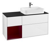 Тумба под раковину Villeroy & Boch Finion 120х50,1 см с подсветкой МДФ глянцевый белый лак/стекло черное матовое F392HBGF