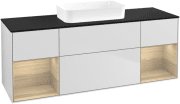 Тумба під раковину Villeroy & Boch Finion 160х50,1 см із підсвічуванням МДФ білий матовий лак/скло чорне матове G742PCMT