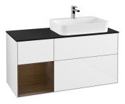 Тумба під раковину Villeroy & Boch Finion 120х50,1 см із підсвічуванням МДФ білий глянцевий лак/скло чорне матове F392GNGF