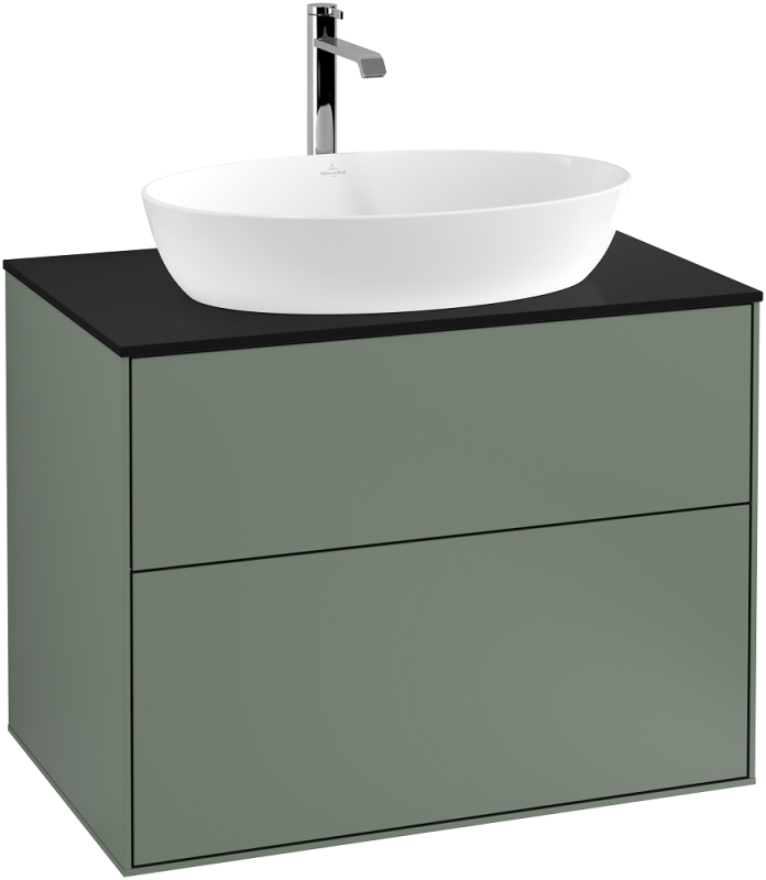 Тумба под раковину Villeroy & Boch Finion 80х50,1 см с подсветкой МДФ оливковый матовый лак/стекло черное матовое G75200GM