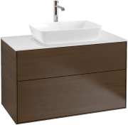 Тумба под раковину Villeroy & Boch Finion 100х50,1 см МДФ шпон грецкого ореха/стекло белое матовое F76100GN