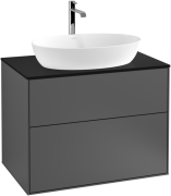 Тумба под раковину Villeroy & Boch Finion 80х50,1 см с подсветкой МДФ антрацит матовый лак/стекло черное матовое G75200GK