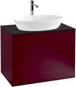 Тумба под раковину Villeroy & Boch Finion 80х50,1 см с подсветкой МДФ пион матовый лак/стекло черное матовое G75200HB