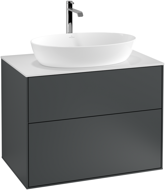 Тумба под раковину Villeroy & Boch Finion 80х50,1 см с подсветкой МДФ темно-синий матовый лак/стекло белое матовое G75100HG