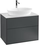 Тумба под раковину Villeroy & Boch Finion 80х50,1 см с подсветкой МДФ темно-синий матовый лак/стекло белое матовое G75100HG