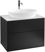 Тумба под раковину Villeroy & Boch Finion 80х50,1 см с подсветкой МДФ черный матовый лак/стекло белое матовое G75100PD