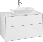 Тумба під раковину Villeroy & Boch Finion 100х50,1 см МДФ білий глянцевий лак/скло біле матове F76100GF