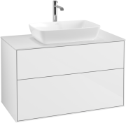 Тумба під раковину Villeroy & Boch Finion 100х50,1 см МДФ білий глянцевий лак/скло біле матове F76100GF