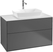 Тумба під раковину Villeroy & Boch Finion 100х50,1 см МДФ антрацит матовий лак/скло біле матове F76100GK