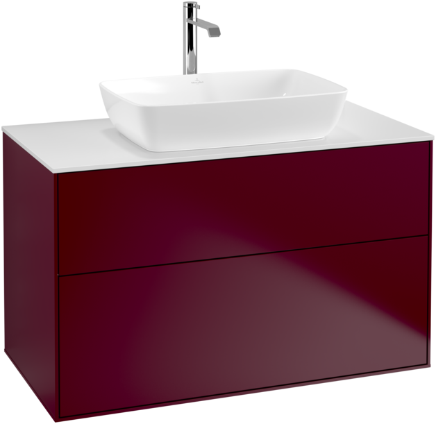 Тумба під раковину Villeroy & Boch Finion 100х50,1 см МДФ півонія матовий лак/скло біле матове F76100HB