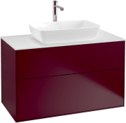 Тумба під раковину Villeroy & Boch Finion 100х50,1 см МДФ півонія матовий лак/скло біле матове F76100HB