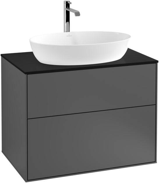 Тумба під раковину Villeroy & Boch Finion 80х50,1 см з підсвічуванням МДФ антрацит матовий лак/скло чорне матове G75200GK