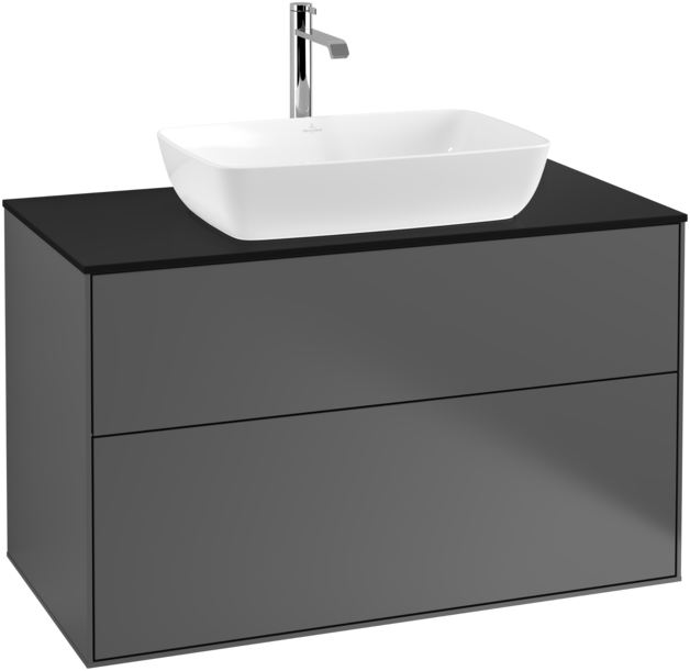 Тумба під раковину Villeroy & Boch Finion 100х50,1 см МДФ антрацит матовий лак/скло чорне матове F76200GK