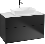 Тумба под раковину Villeroy & Boch Finion 100х50,1 см с подсветкой МДФ черный матовый лак/стекло белое матовое G76100PD