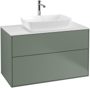 Тумба под раковину Villeroy & Boch Finion 100х50,1 см с подсветкой МДФ оливковый матовый лак/стекло белое матовое G76100GM