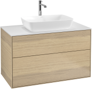 Тумба под раковину Villeroy & Boch Finion 100х50,1 см с подсветкой МДФ шпон дуба/стекло белое матовое G76100PC