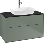 Тумба под раковину Villeroy & Boch Finion 100х50,1 см с подсветкой МДФ оливковый матовый лак/стекло черное матовое G76200GM