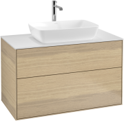 Тумба под раковину Villeroy & Boch Finion 100х50,1 см МДФ шпон дуба/стекло белое матовое F76100PC