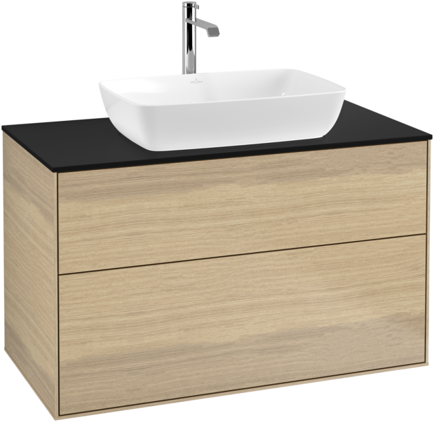 Тумба под раковину Villeroy & Boch Finion 100х50,1 см МДФ шпон дуба/стекло черное матовое F76200PC