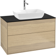 Тумба под раковину Villeroy & Boch Finion 100х50,1 см МДФ шпон дуба/стекло черное матовое F76200PC