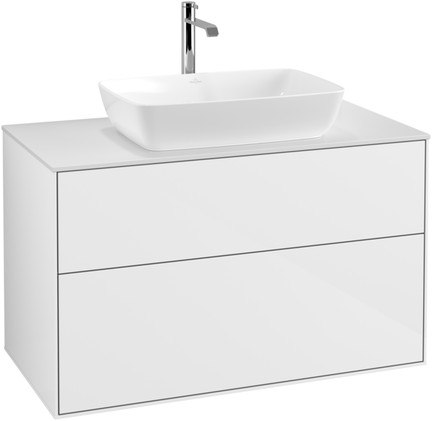 Тумба під раковину Villeroy & Boch Finion 100х50,1 см з підсвіткою МДФ білий глянцевий лак/скло біле матове G76100GF