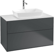 Тумба под раковину Villeroy & Boch Finion 100х50,1 см с подсветкой МДФ темно-синий матовый лак/стекло белое матовое G76100HG