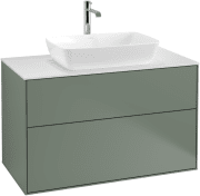 Тумба під раковину Villeroy & Boch Finion 100х50,1 см МДФ оливковий матовий лак/скло біле матове F76100GM