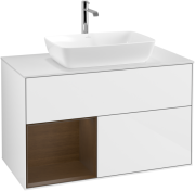 Тумба під раковину Villeroy & Boch Finion 100х50,1 см з підсвіткою МДФ білий глянцевий лак/скло біле матове F771GNGF