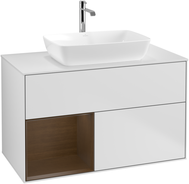 Тумба під раковину Villeroy & Boch Finion 100х50,1 см із підсвічуванням МДФ білий матовий лак/скло біле матове F771GNMT