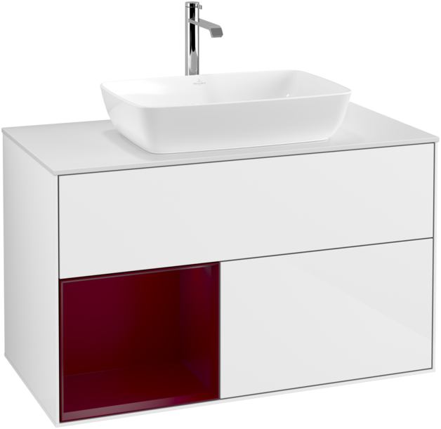 Тумба под раковину Villeroy & Boch Finion 100х50,1 см с подсветкой МДФ глянцевый белый лак/стекло белое матовое F771HBGF