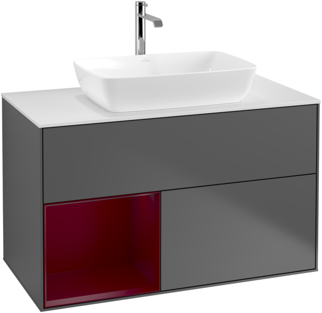 Тумба под раковину Villeroy & Boch Finion 100х50,1 см с подсветкой МДФ антрацит матовый лак/стекло белое матовое F771HBGK